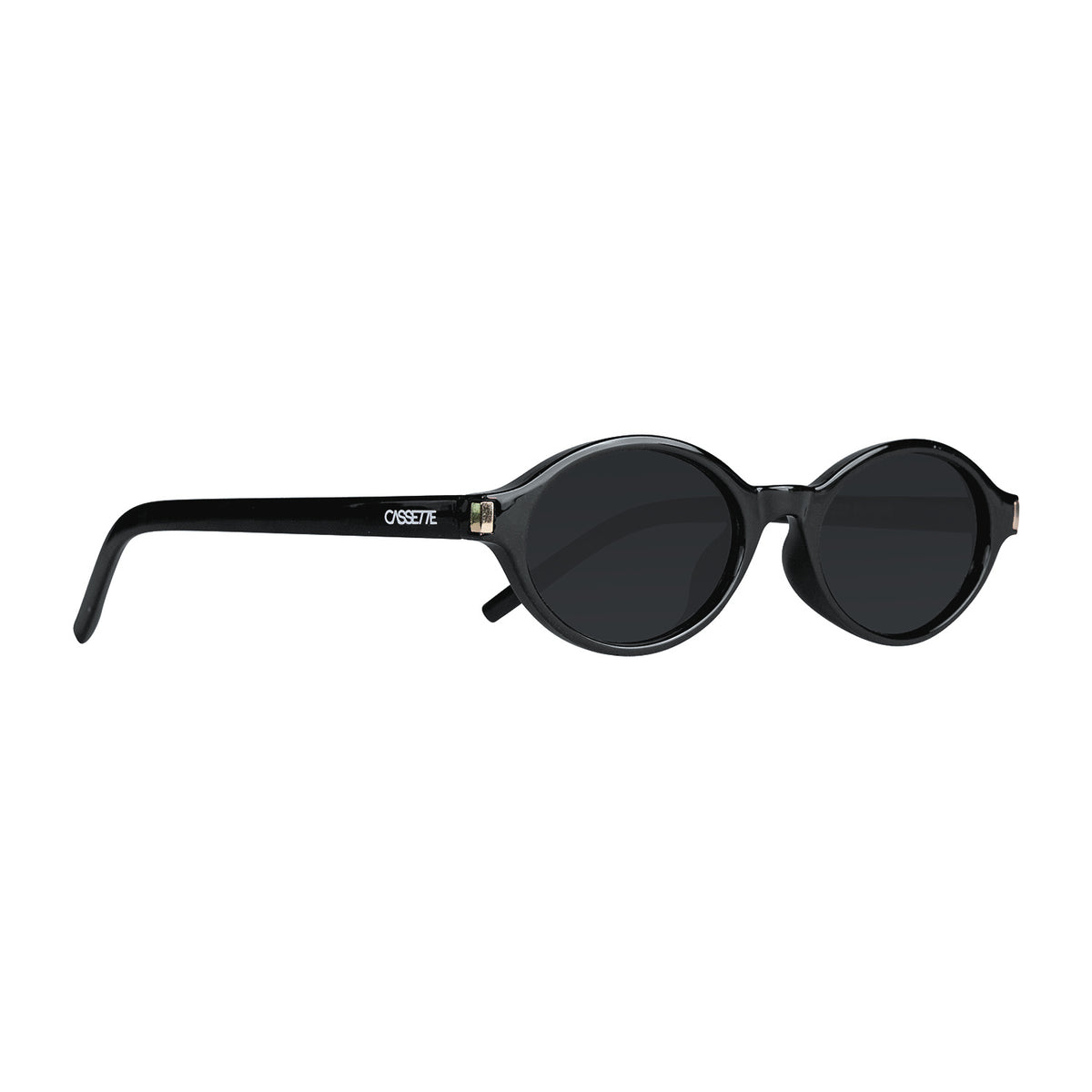 Tempo sunglasses in black with smoke lenses, angled view #color_Black / Smoke Lens