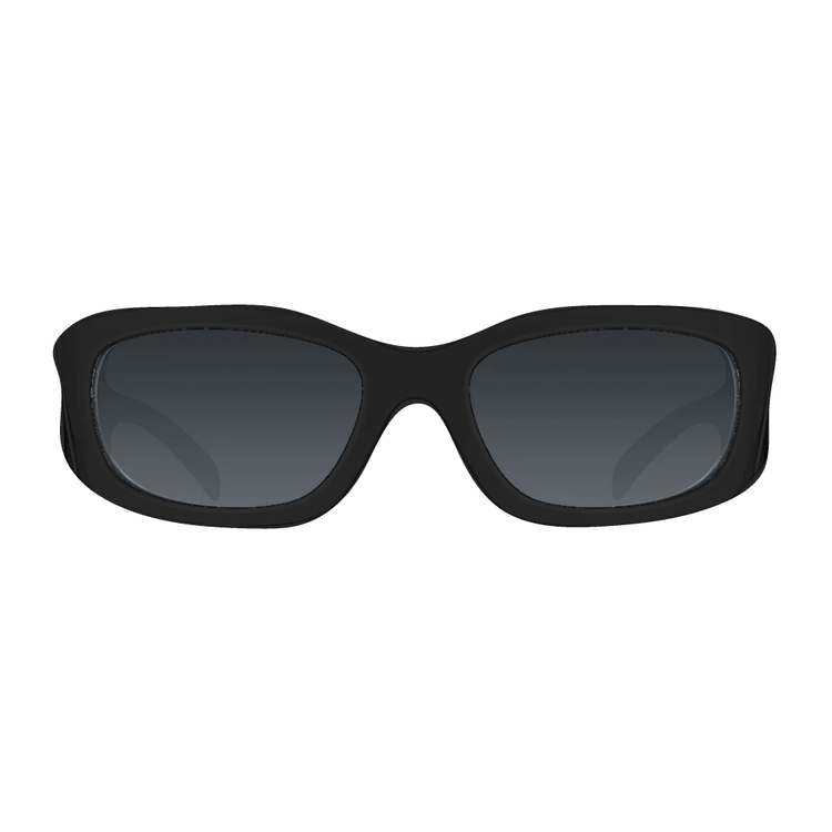 Napster sunglasses in black with smoke lenses, front view