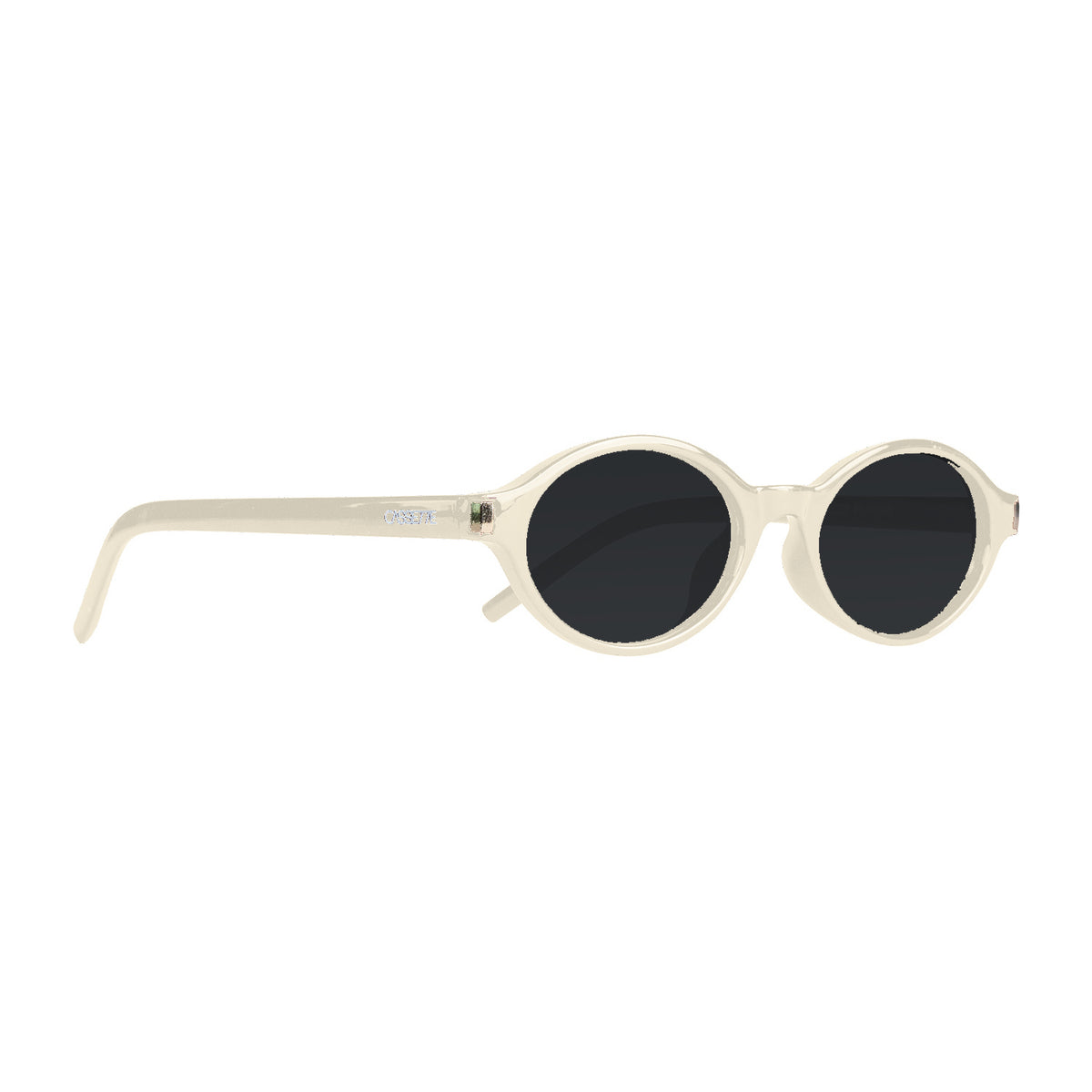 Tempo sunglasses in cream with smoke lenses, angled view #color_Cream / Smoke Lens