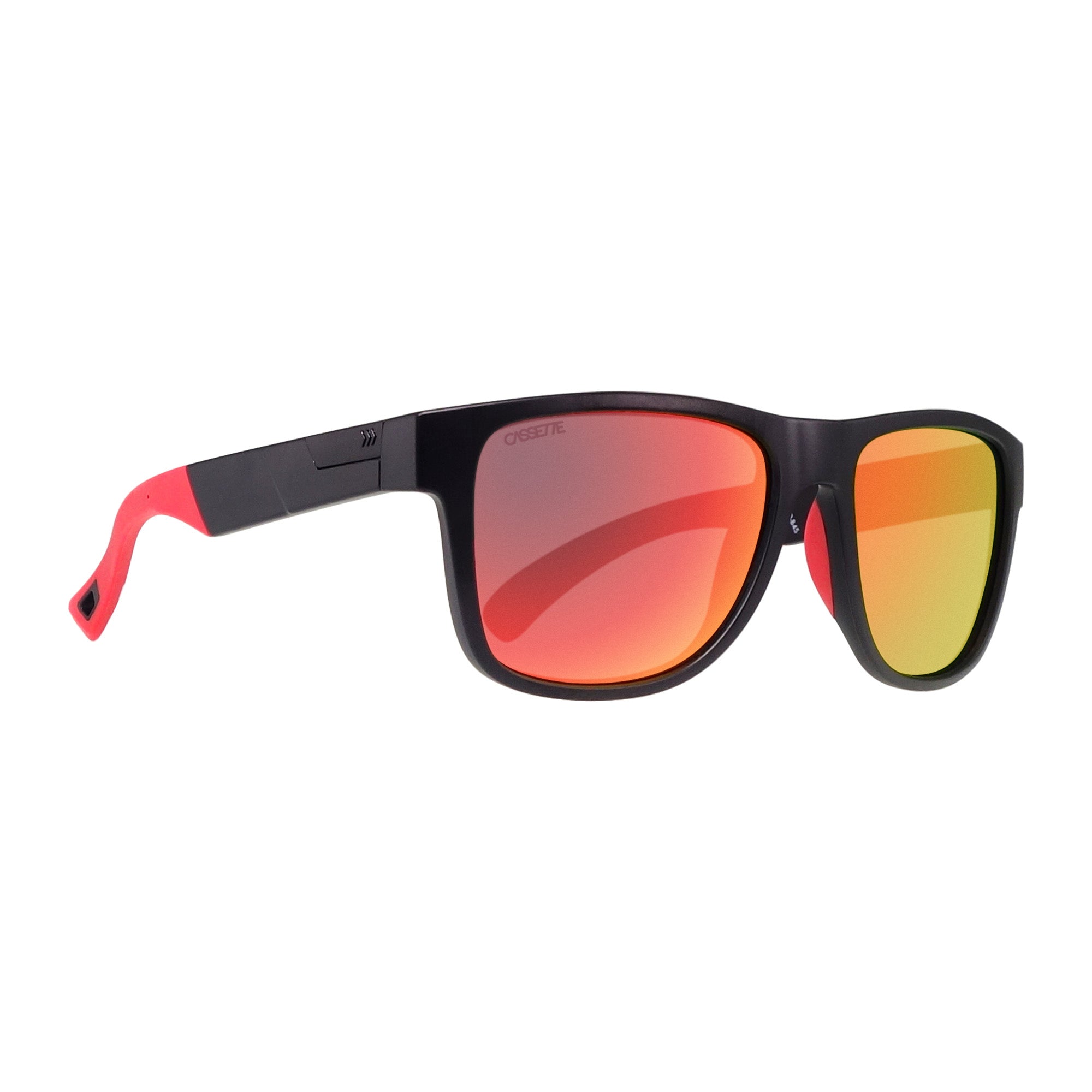 #color_Matte Black and Red / Fire Mirror ColorBoost Polarized Smoke Lens